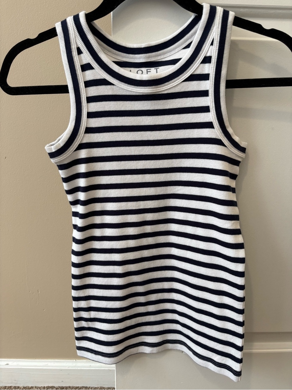 LOFT Tank Top Navy Blue and White